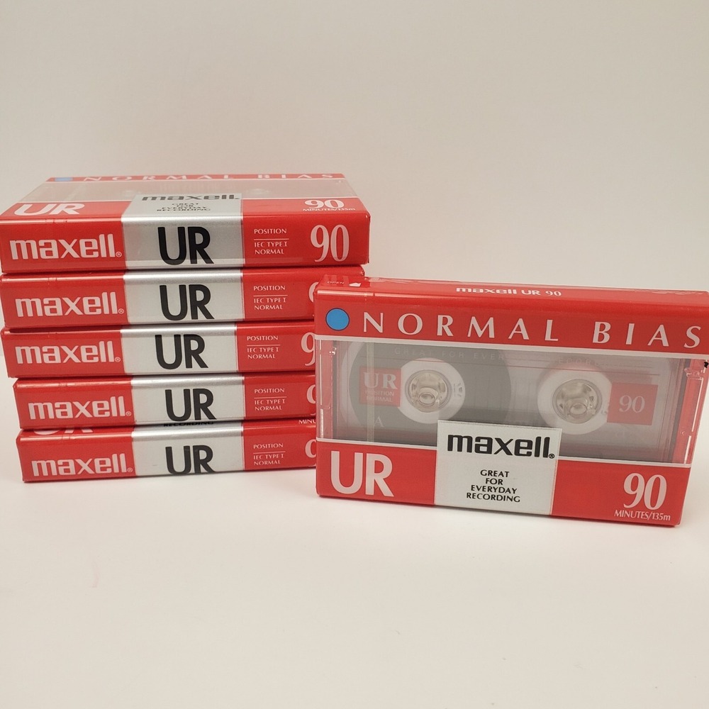 Maxell UR 90 Blank Audio Cassette Tapes Normal Bias IEC Type 1 Lot of 6